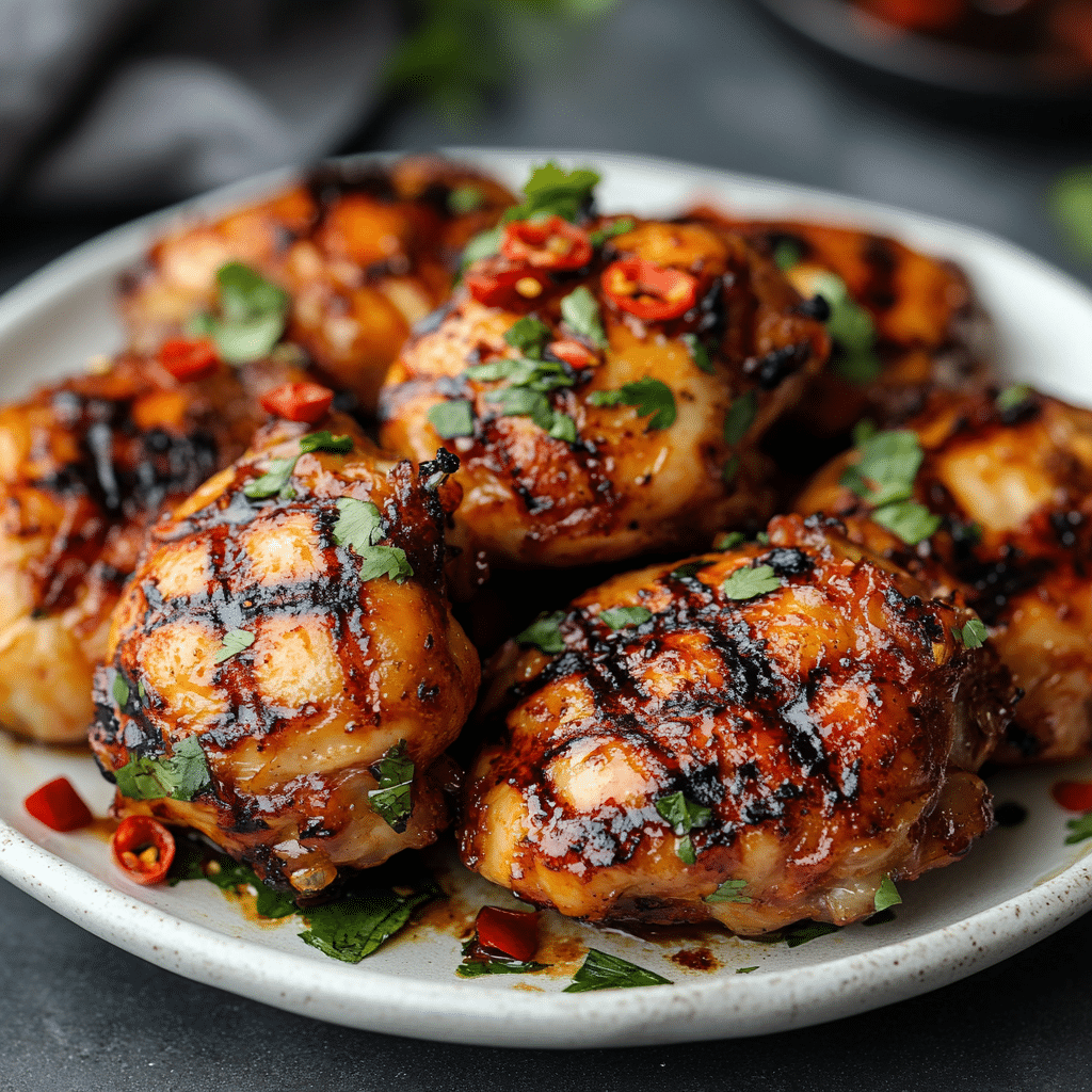 Grilled Spicy Chili Garlic Chicken Thighs