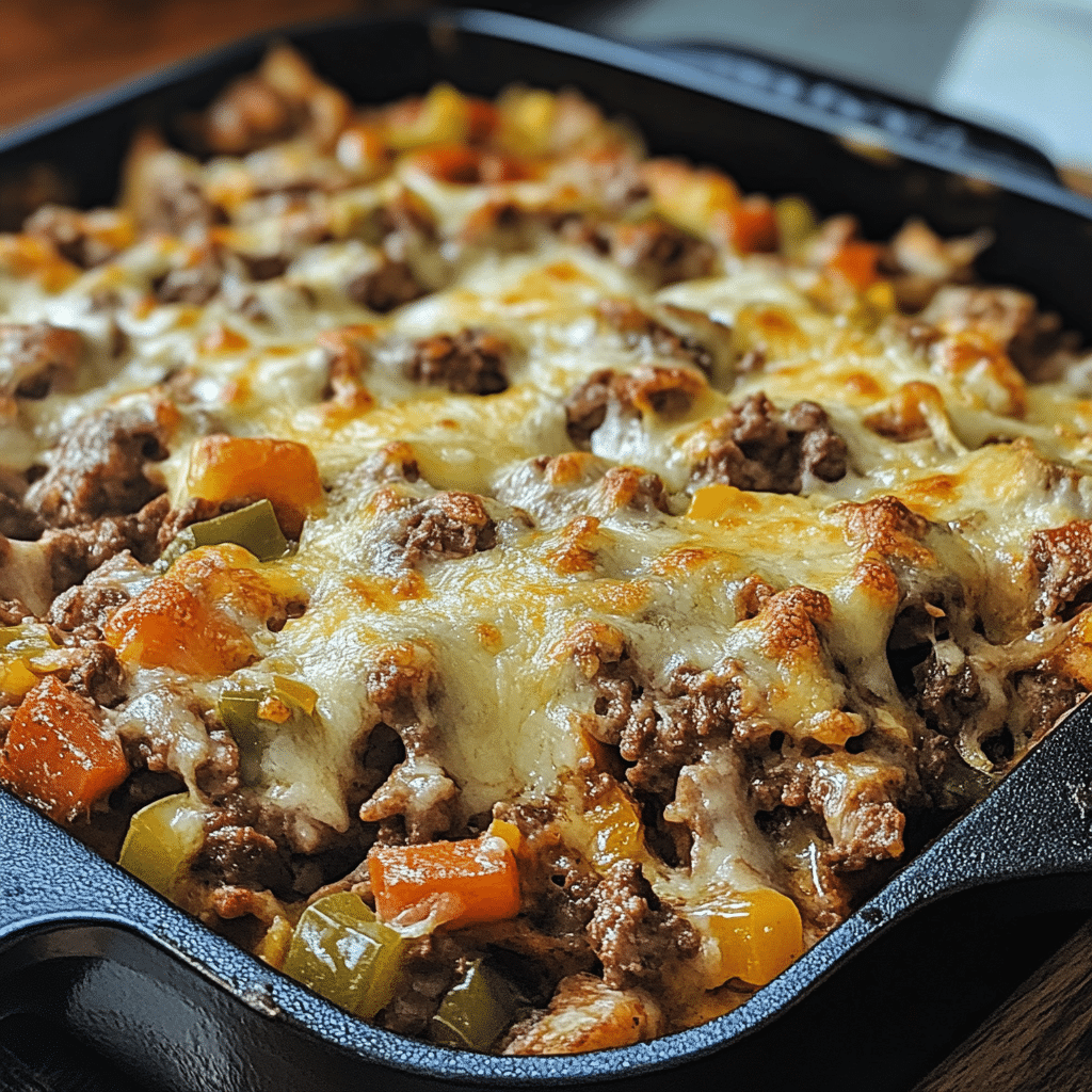 Traeger Philly Cheesesteak Casserole