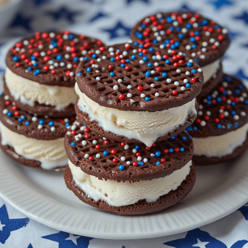 Red, White, and Blue Ice Cream Sandwiches