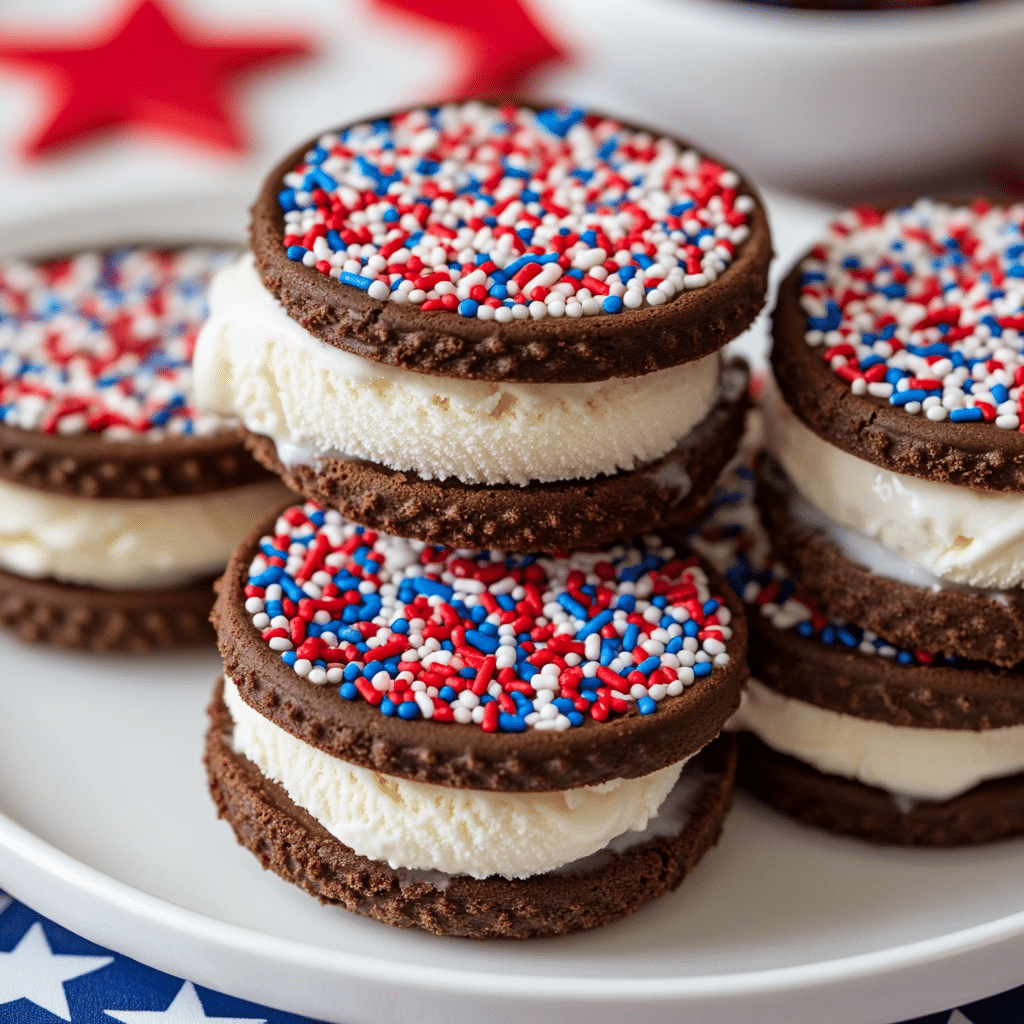 Red, White, and Blue Ice Cream Sandwiches