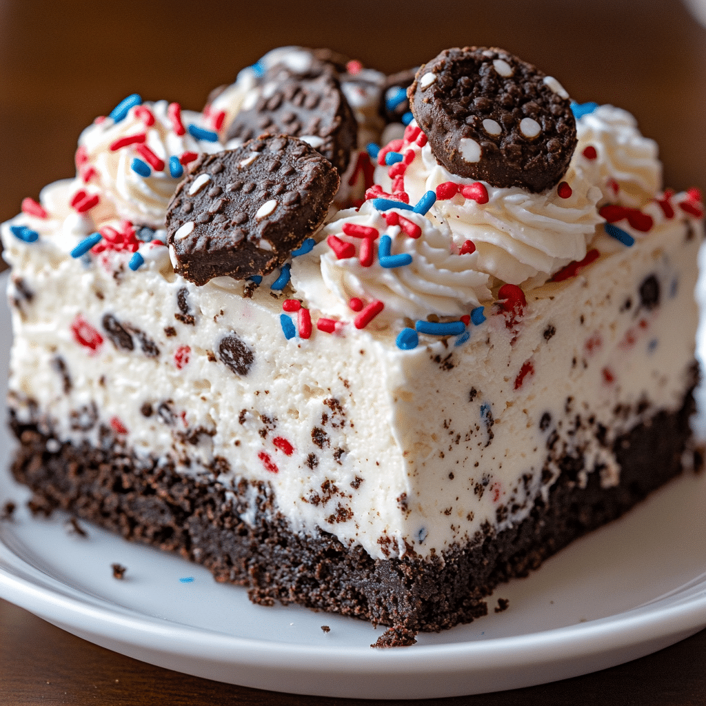 No-Bake Fireworks Oreo Cheesecake Bars