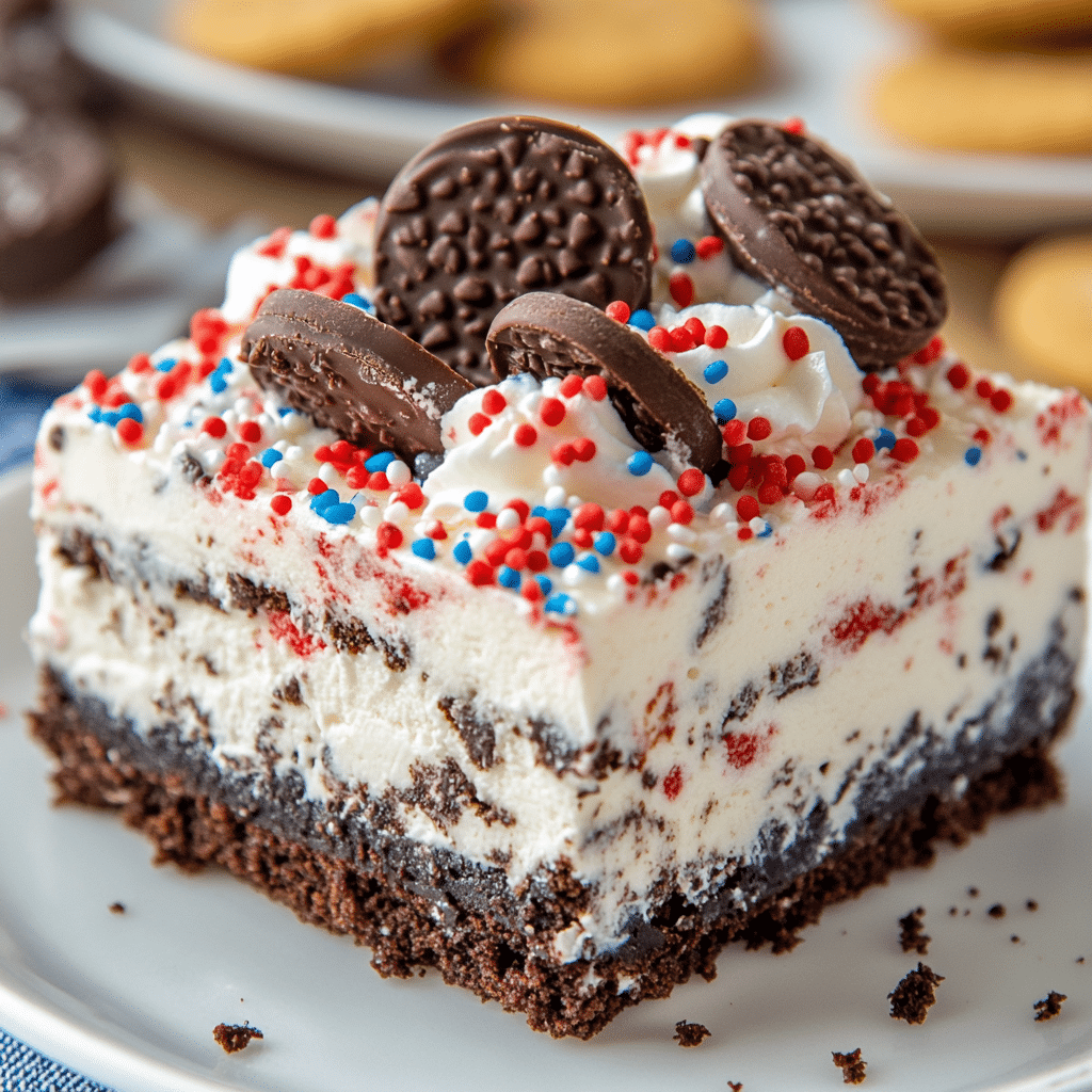 No-Bake Fireworks Oreo Cheesecake Bars