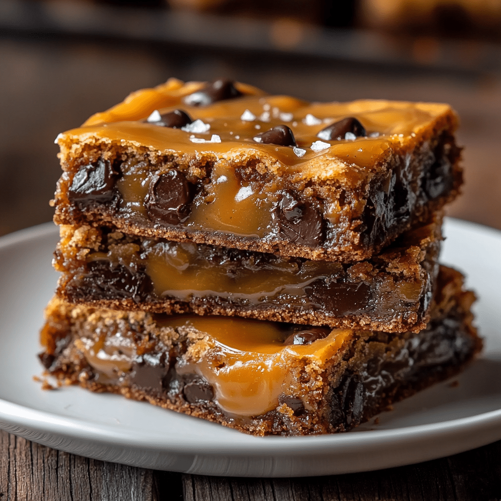 Gooey Salted Caramel Chocolate Chip Cookie Bars