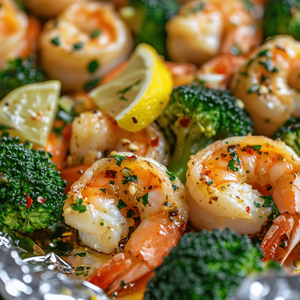 Baked Shrimp and Broccoli Foil Packs