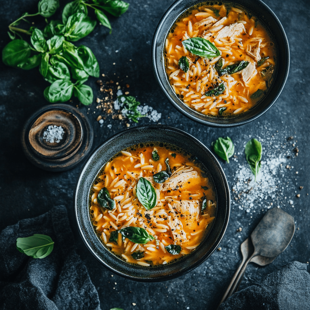 Smoked Lemon Chicken Orzo Soup