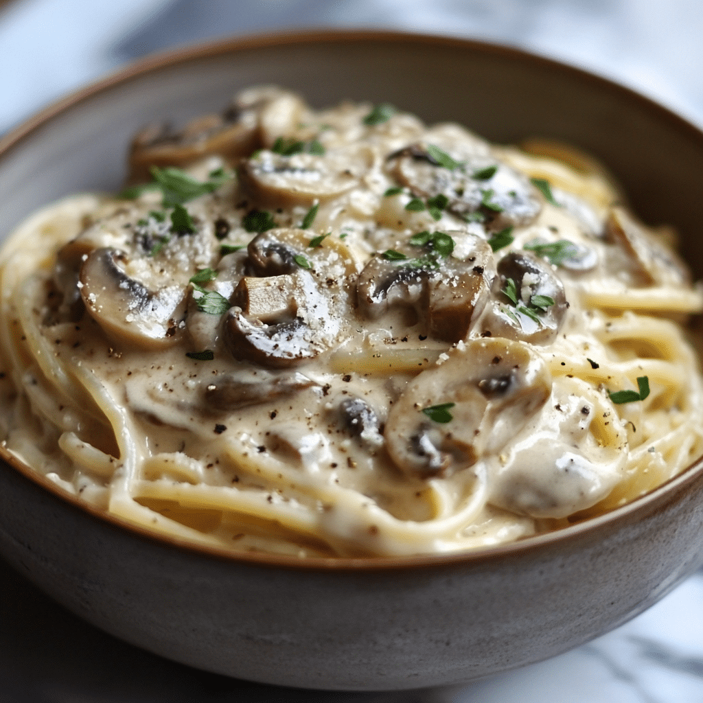 Mushroom Cream Sauce Pasta