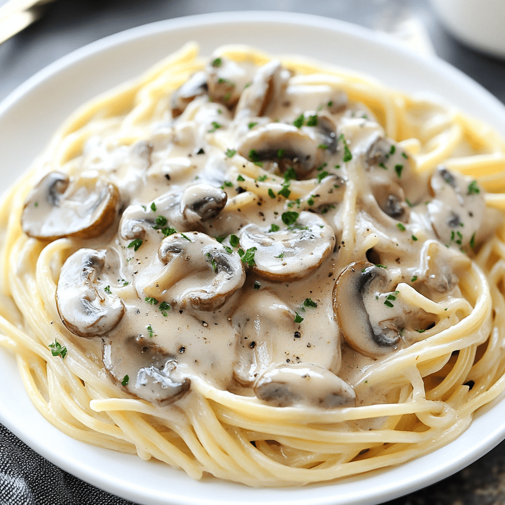 Mushroom Cream Sauce Pasta