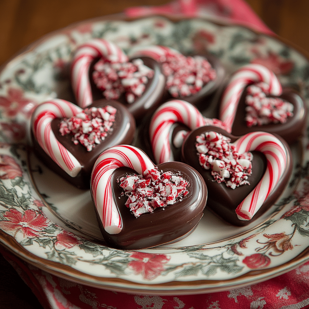 Candy Cane Chocolate Hearts