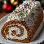 Gingerbread Cake Roll with Eggnog Whipped Cream