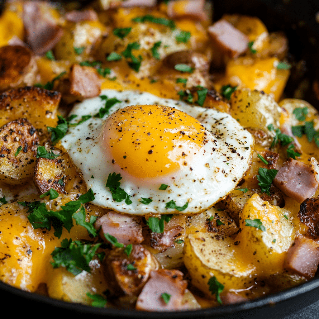 Cheesy Potato Egg Scramble