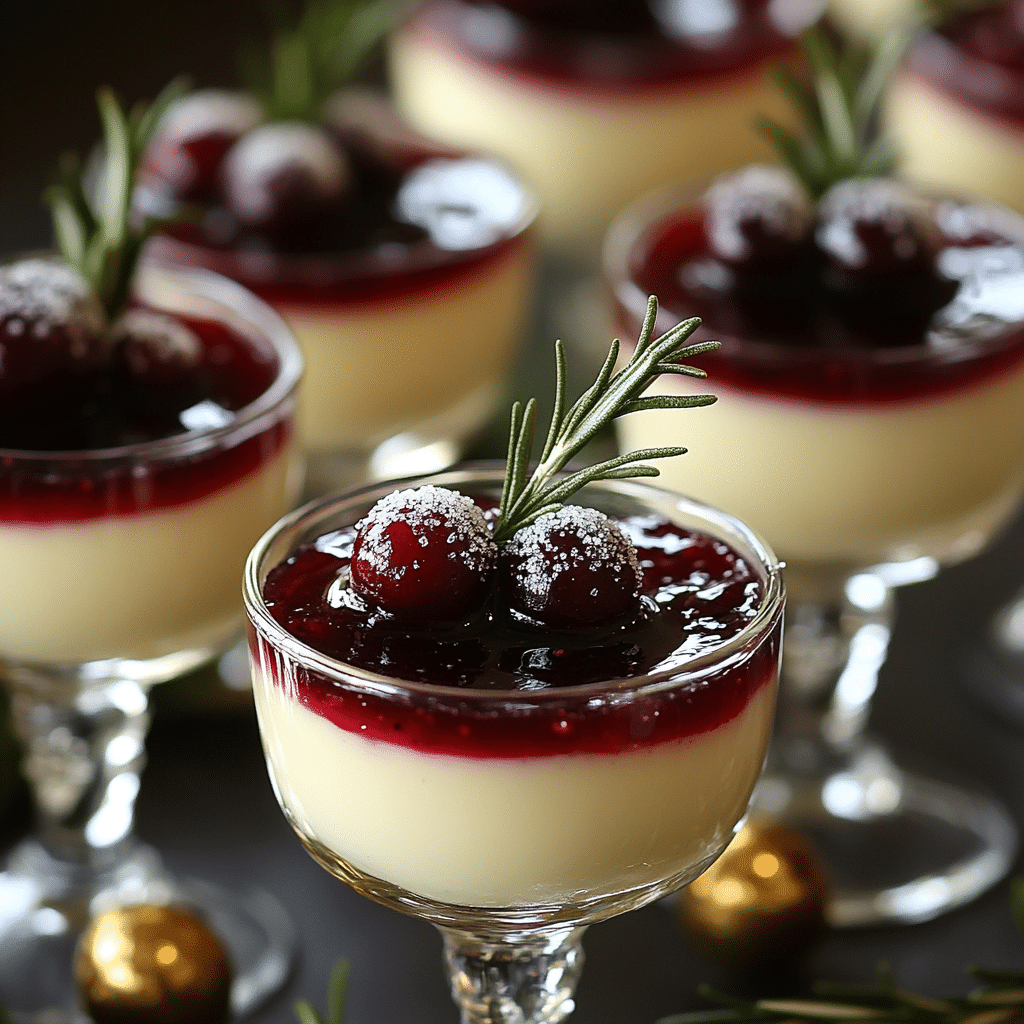Eggnog Panna Cotta with Spiked Cranberry Sauce