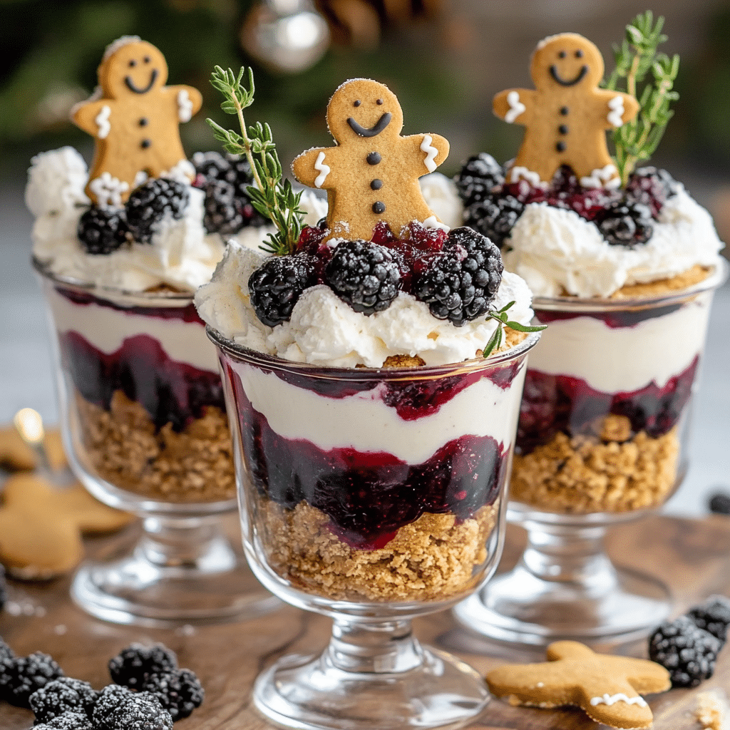 No-Bake White Chocolate Cheesecakes with Mulled Wine Fruit