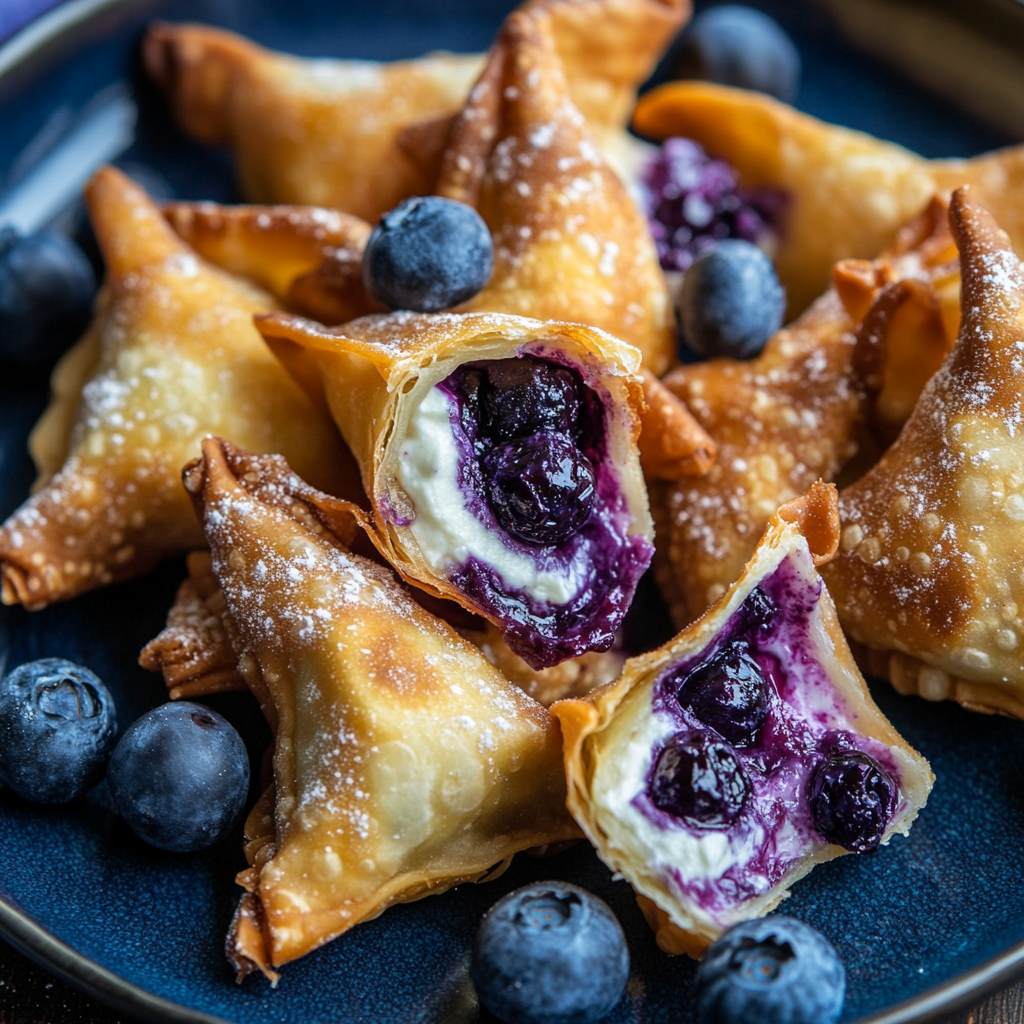 Air Fryer Blueberry Cheesecake Wontons