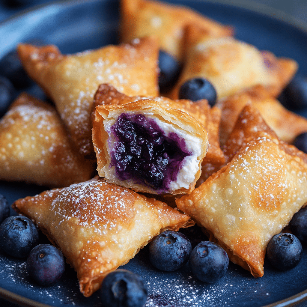 Air Fryer Blueberry Cheesecake Wontons