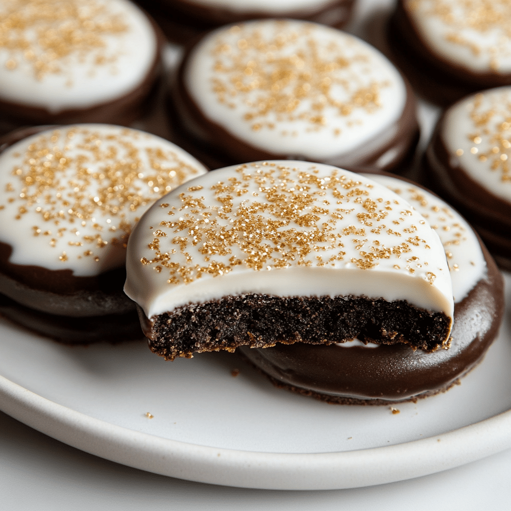 Gold Glitter Dipped Peanut Butter Oreos