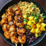 Cilantro Orange Chicken with Rice and Beans
