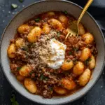Millionaire Gnocchi with Red Sauce, Herbed Ricotta, and Golden Crispies