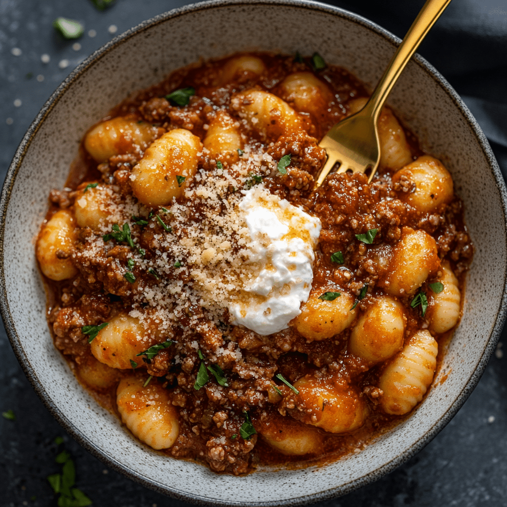 Millionaire Gnocchi with Red Sauce, Herbed Ricotta, and Golden Crispies