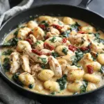 One Skillet Sun Dried Tomato Chicken and Gnocchi