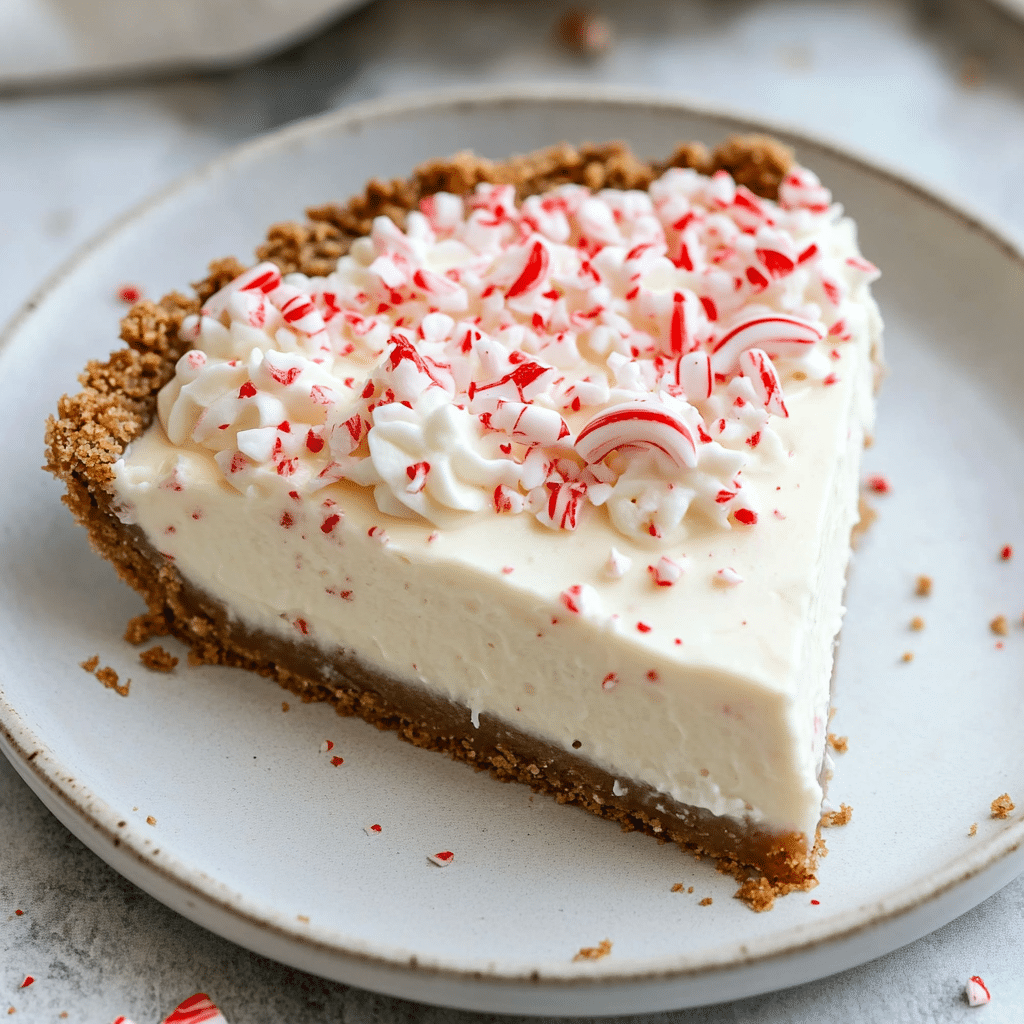 Holiday White Chocolate Peppermint Cheesecake Mousse Pie