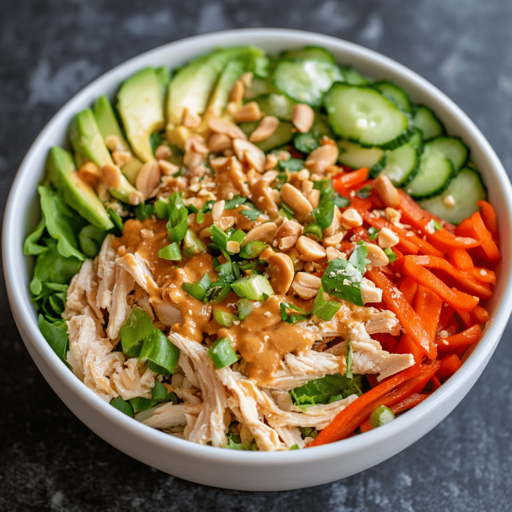 Crunchy Thai Chicken Salad with Peanut Dressing