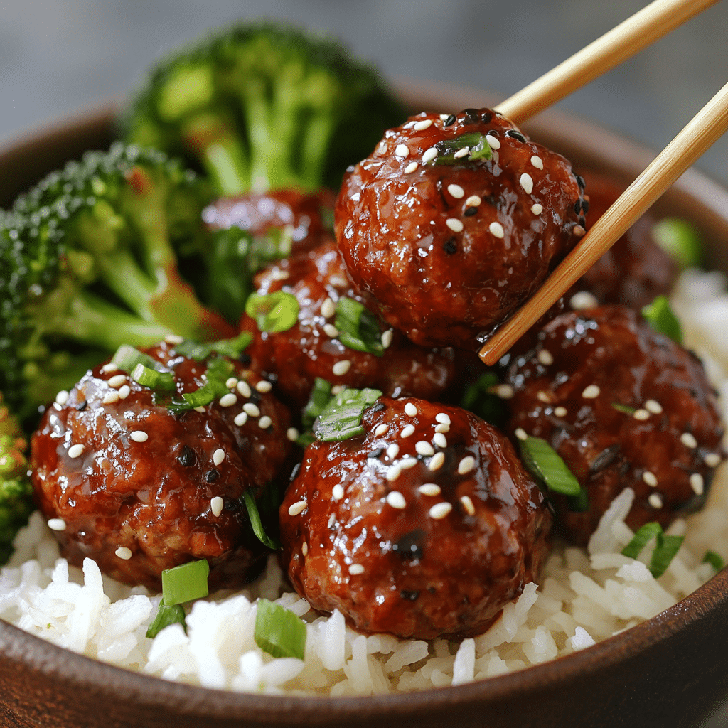 Sticky Mongolian Meatballs and Broccoli (Easy!!)