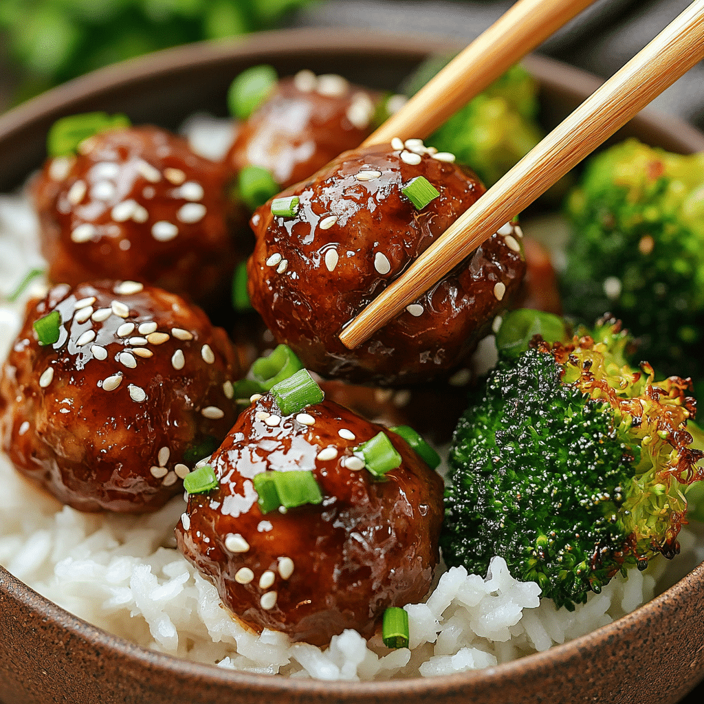 Sticky Mongolian Meatballs and Broccoli (Easy!!)