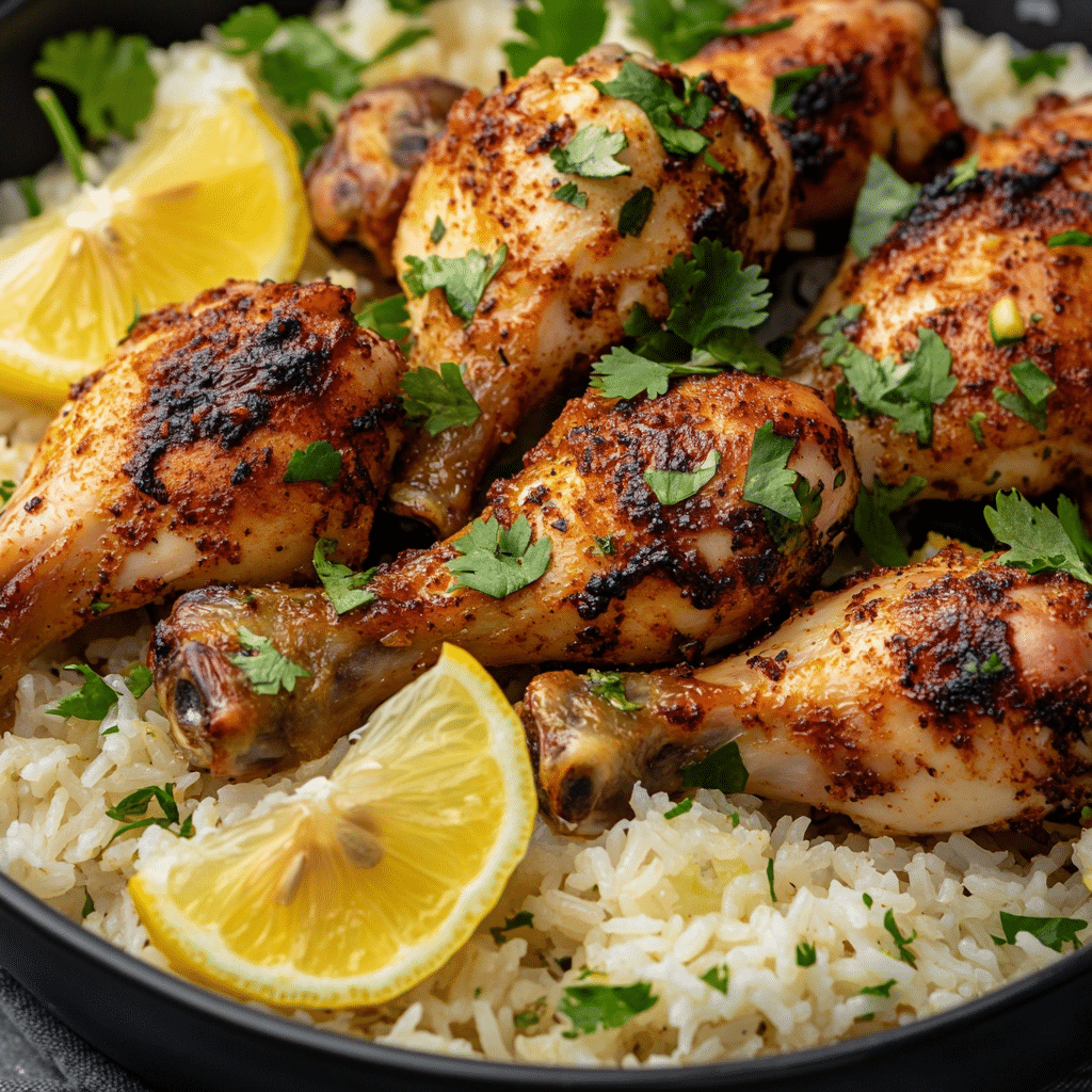 Baked Chicken Legs and Rice