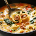 Slow Cooker Creamy Tortellini & Sausage Soup