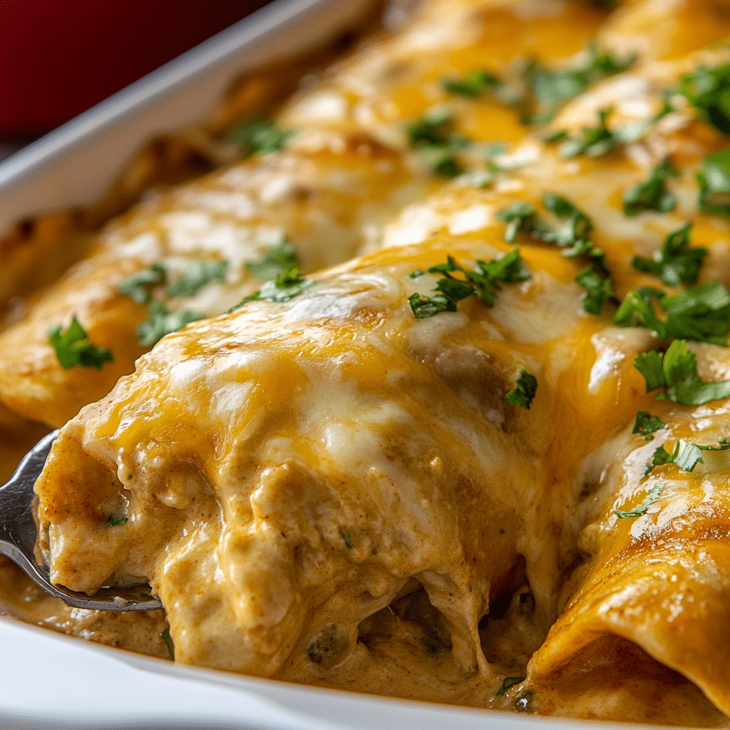 Easy Creamy White Chicken Enchiladas