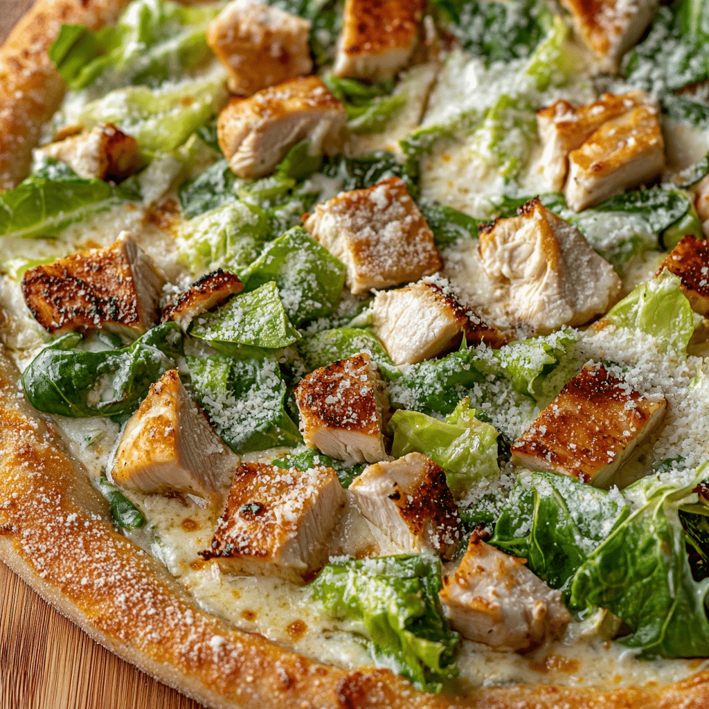 Chicken Crust Caesar Salad Pizza