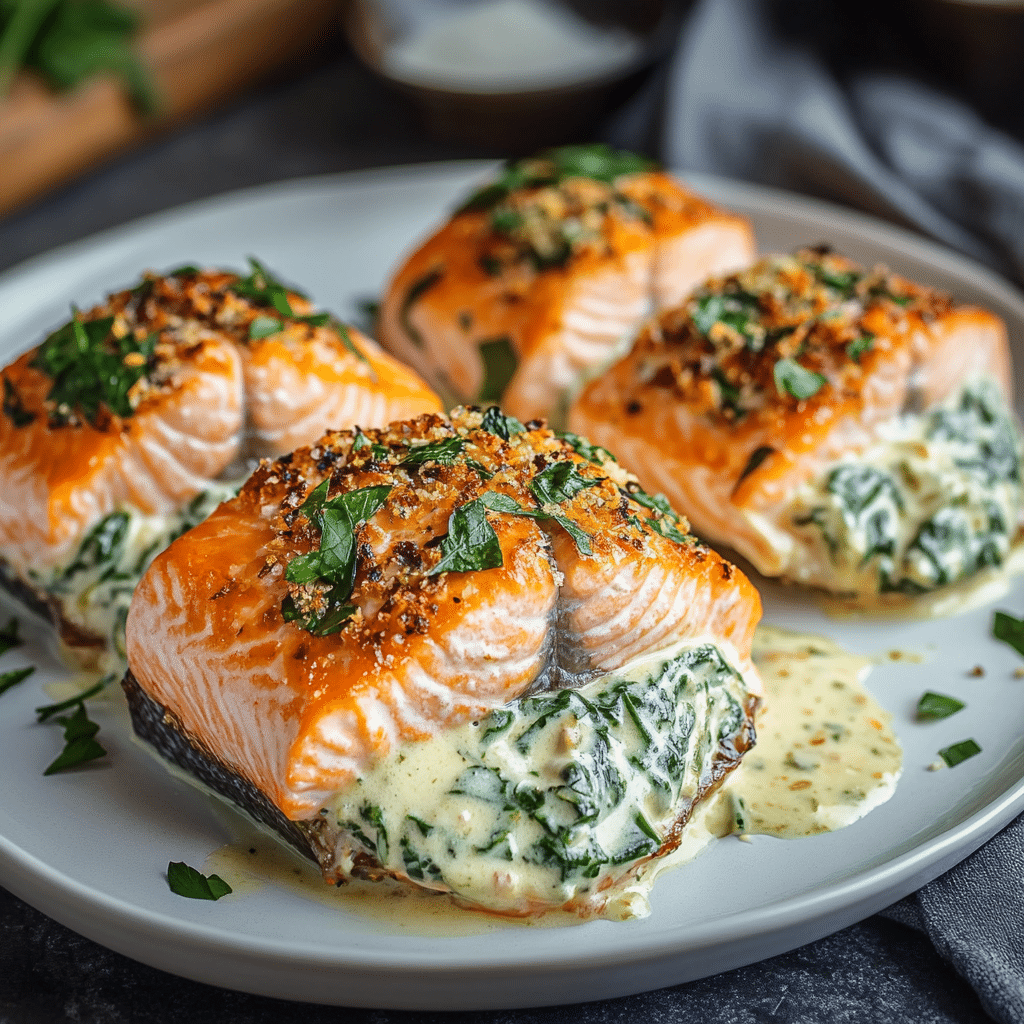 Creamy Spinach Stuffed Salmon