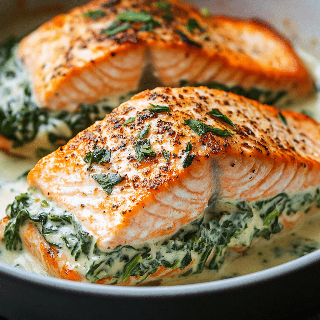 Creamy Spinach Stuffed Salmon