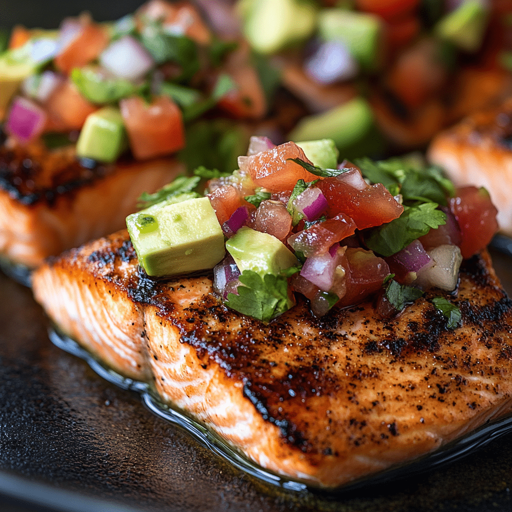 Baked Cilantro Lime Salmon with Avocado Salsa