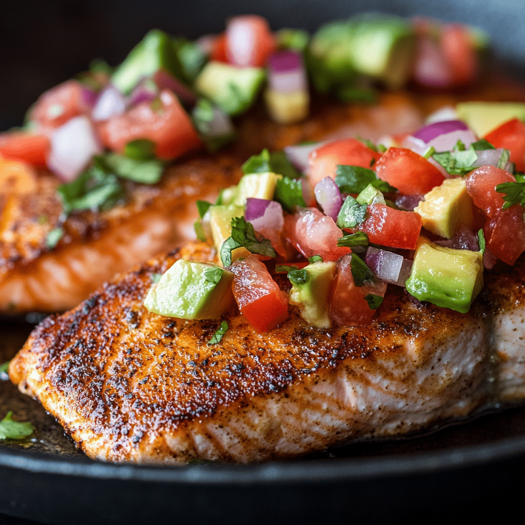 Baked Cilantro Lime Salmon with Avocado Salsa