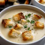 Creamy Garlic Bread Soup with Homemade Croutons