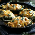 Cheesy Chicken and Corn Stuffed Poblano Peppers